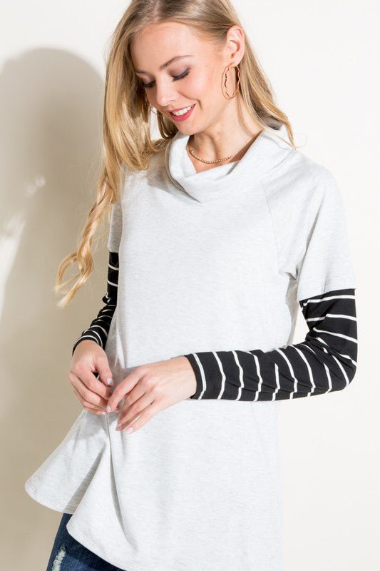 STRIPE MIXED TURTLE NECK TOP - Happily Ever Atchison Shop Co.