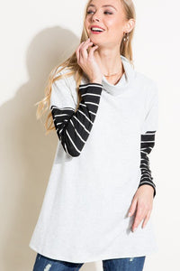 STRIPE MIXED TURTLE NECK TOP - Happily Ever Atchison Shop Co.