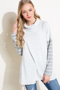 STRIPE MIXED TURTLE NECK TOP - Happily Ever Atchison Shop Co.