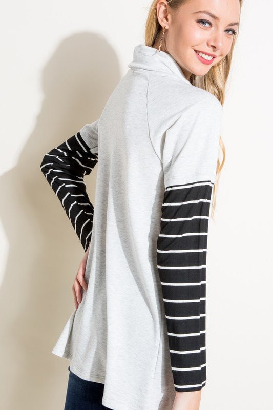 STRIPE MIXED TURTLE NECK TOP - Happily Ever Atchison Shop Co.