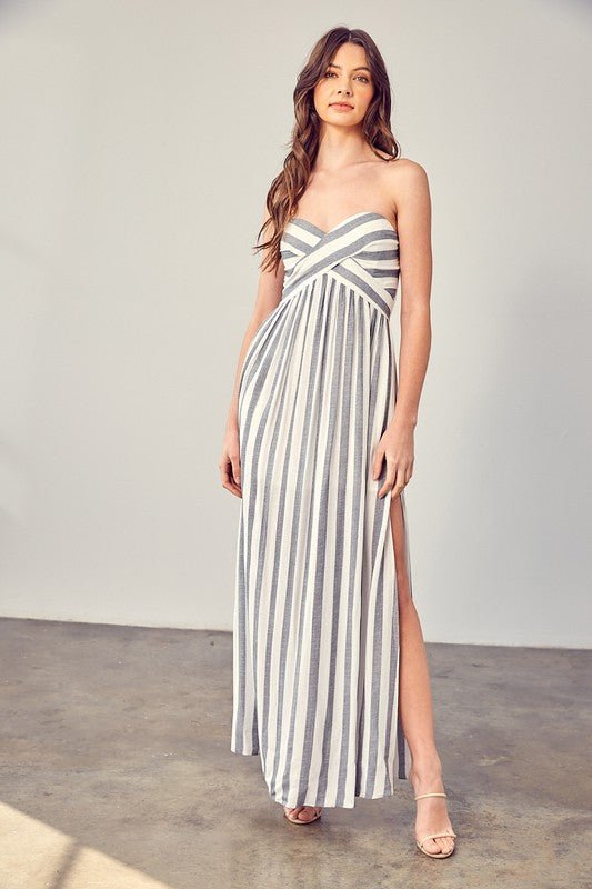 Stripe Print Tube Maxi Dress - Happily Ever Atchison Shop Co.