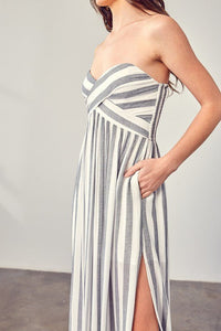 Stripe Print Tube Maxi Dress - Happily Ever Atchison Shop Co.