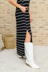 Striped Maxi Dress In Black - Happily Ever Atchison Shop Co.