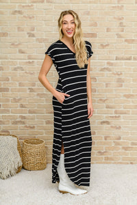 Striped Maxi Dress In Black - Happily Ever Atchison Shop Co.