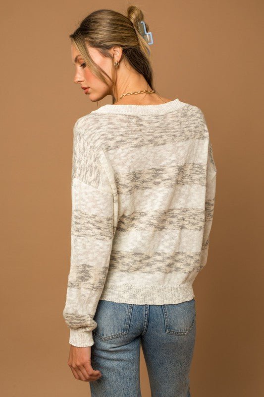 Striped Oversized Sweater - Happily Ever Atchison Shop Co.