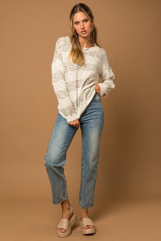 Striped Oversized Sweater - Happily Ever Atchison Shop Co.