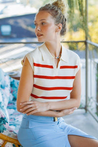 Striped Polo Vest - Happily Ever Atchison Shop Co.