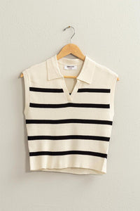 Striped Polo Vest - Happily Ever Atchison Shop Co.