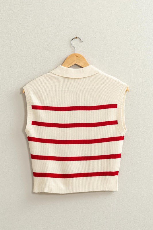 Striped Polo Vest - Happily Ever Atchison Shop Co.