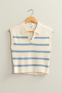 Striped Polo Vest - Happily Ever Atchison Shop Co.