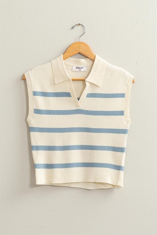 Striped Polo Vest - Happily Ever Atchison Shop Co.