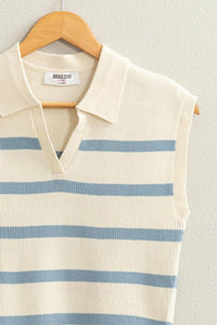 Striped Polo Vest - Happily Ever Atchison Shop Co.