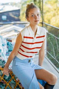 Striped Polo Vest - Happily Ever Atchison Shop Co.