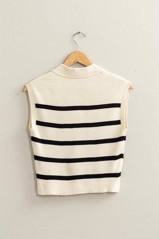 Striped Polo Vest - Happily Ever Atchison Shop Co.