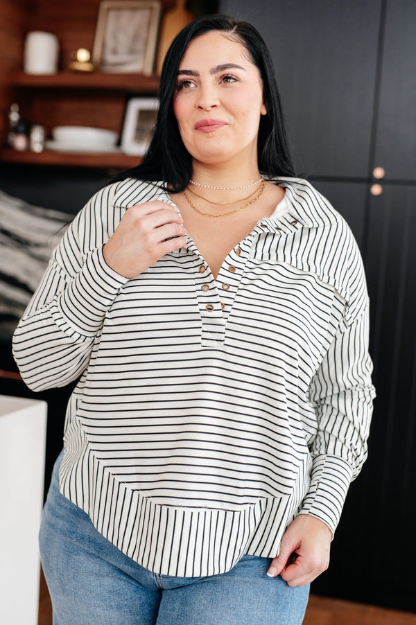 Striped Serendipity Pullover - Happily Ever Atchison Shop Co.