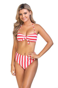 Stripped bandeau bikini set - Happily Ever Atchison Shop Co.