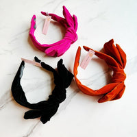 Structured Velvet Bow Headband - Happily Ever Atchison Shop Co.