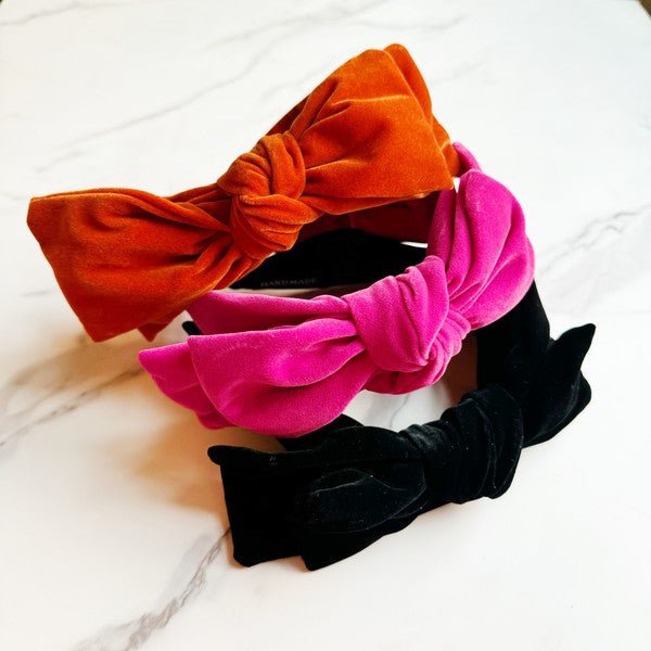 Structured Velvet Bow Headband - Happily Ever Atchison Shop Co.