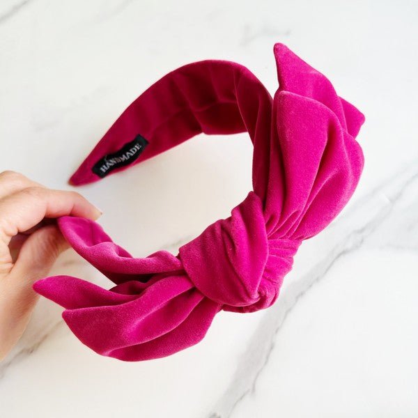 Structured Velvet Bow Headband - Happily Ever Atchison Shop Co.