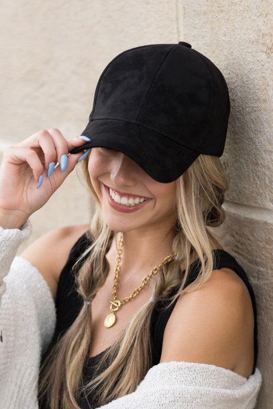 Suede Boyfriend Ball Cap Hat - Happily Ever Atchison Shop Co.