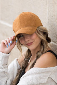 Suede Boyfriend Ball Cap Hat - Happily Ever Atchison Shop Co.