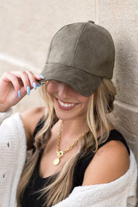 Suede Boyfriend Ball Cap Hat - Happily Ever Atchison Shop Co.