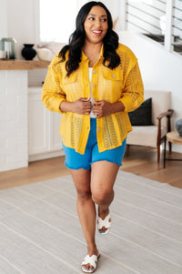 Sweeter Than Nectar Lace Button Down in Honey - Happily Ever Atchison Shop Co.