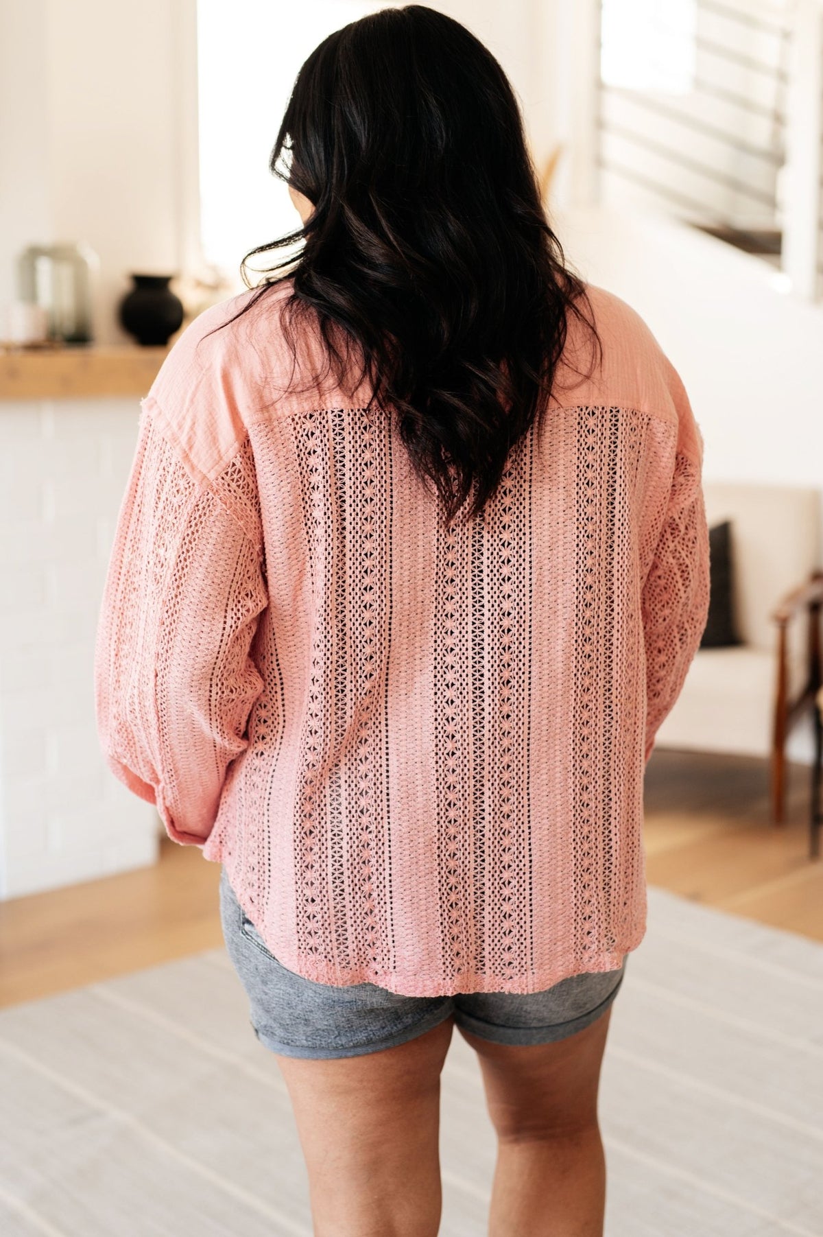 Sweeter Than Nectar Lace Button Down in Rose - Happily Ever Atchison Shop Co.