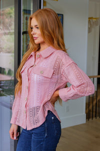 Sweeter Than Nectar Lace Button Down in Rose - Happily Ever Atchison Shop Co.