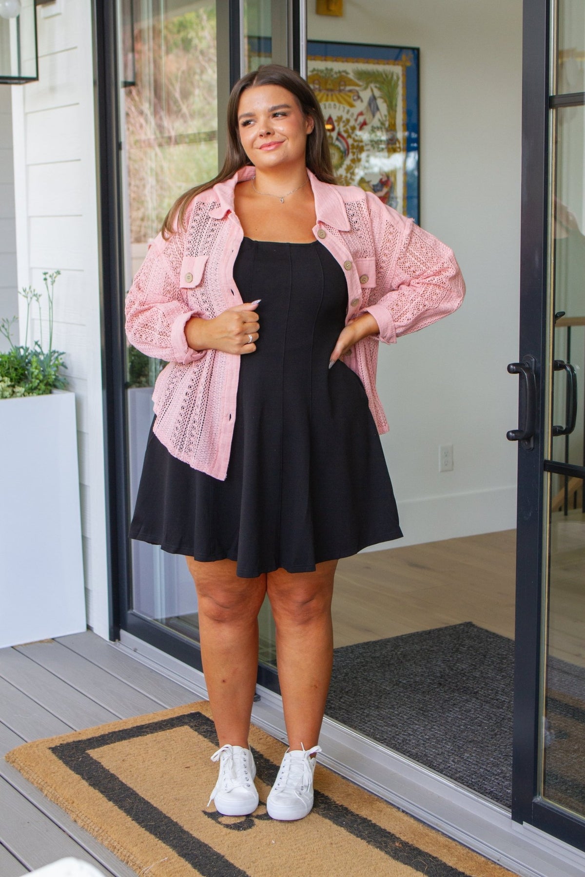 Sweeter Than Nectar Lace Button Down in Rose - Happily Ever Atchison Shop Co.