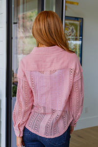 Sweeter Than Nectar Lace Button Down in Rose - Happily Ever Atchison Shop Co.