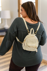 Take It With You Quilted Mini Backpack in Cream - Happily Ever Atchison Shop Co.