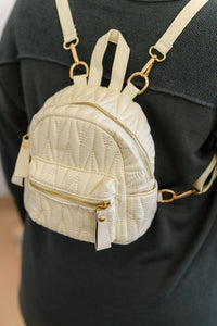 Take It With You Quilted Mini Backpack in Cream - Happily Ever Atchison Shop Co.