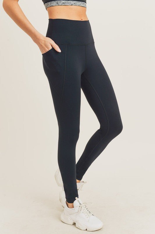 Tapered Band Essential Solid Highwaist Leggings - Happily Ever Atchison Shop Co.