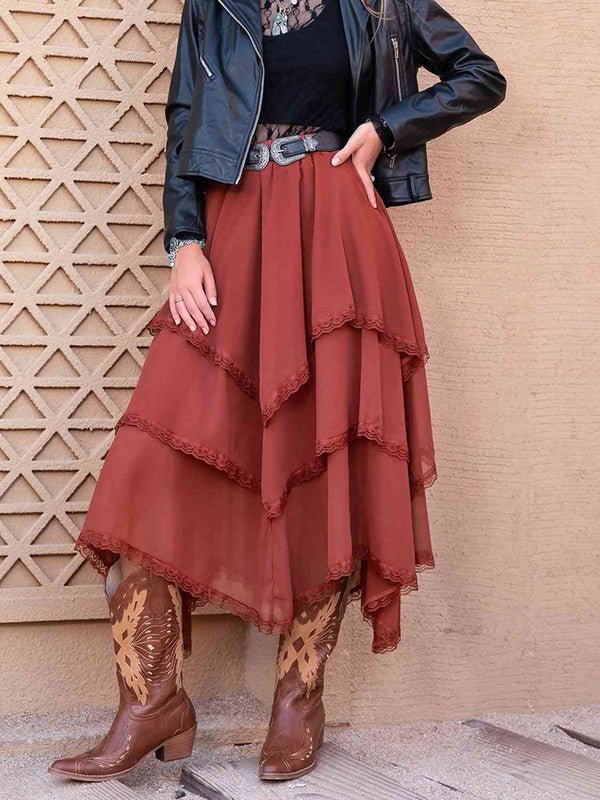 Tasha Tiered Midi Skirt - Happily Ever Atchison Shop Co.