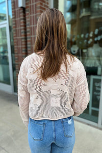 Taylor Tan Crochet Floral Sweater - Happily Ever Atchison Shop Co.