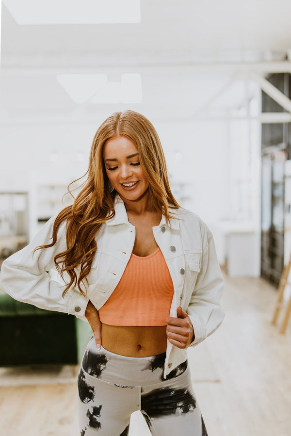 Tell Me More Crop Tank In Coral - Happily Ever Atchison Shop Co.