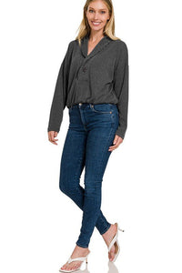 Textured Line Elastic Waist Pullover Top - Happily Ever Atchison Shop Co.