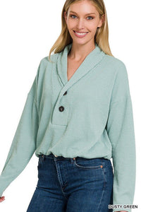 Textured Line Elastic Waist Pullover Top - Happily Ever Atchison Shop Co.