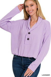 Textured Line Elastic Waist Pullover Top - Happily Ever Atchison Shop Co.