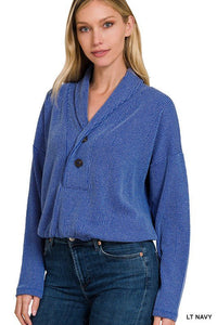 Textured Line Elastic Waist Pullover Top - Happily Ever Atchison Shop Co.