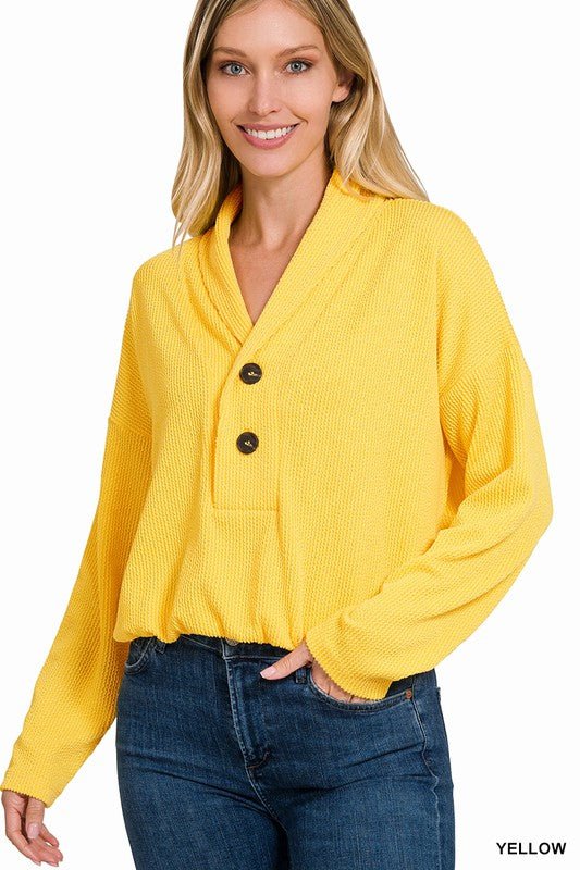 Textured Line Elastic Waist Pullover Top - Happily Ever Atchison Shop Co.
