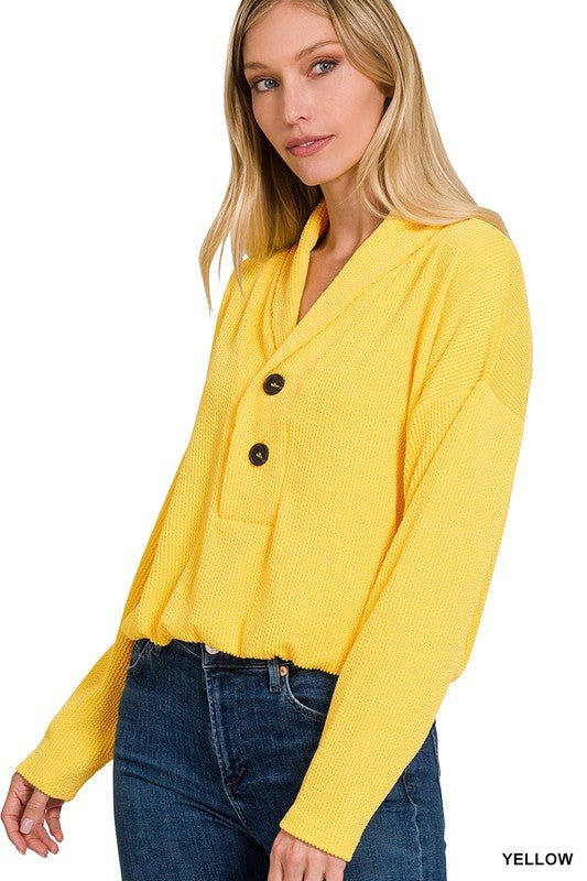 Textured Line Elastic Waist Pullover Top - Happily Ever Atchison Shop Co.