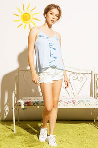 TEXTURED RUFFLE FRILL TANK TOP - Happily Ever Atchison Shop Co.