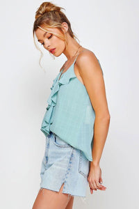 TEXTURED RUFFLE FRILL TANK TOP - Happily Ever Atchison Shop Co.