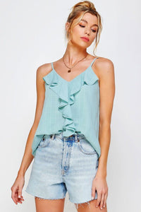 TEXTURED RUFFLE FRILL TANK TOP - Happily Ever Atchison Shop Co.