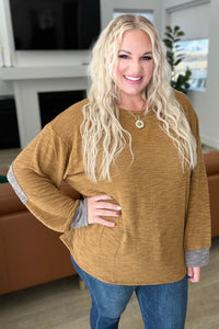 Textured Top with Elbow Patches in Camel - Happily Ever Atchison Shop Co.