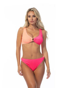 TEXTURED TWO TONE RING ACCENT BIKINI SET - Happily Ever Atchison Shop Co.