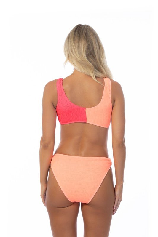 TEXTURED TWO TONE RING ACCENT BIKINI SET - Happily Ever Atchison Shop Co.
