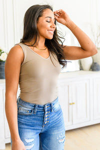 The Basics Reversible Longline Tank in Light Mocha - Happily Ever Atchison Shop Co.